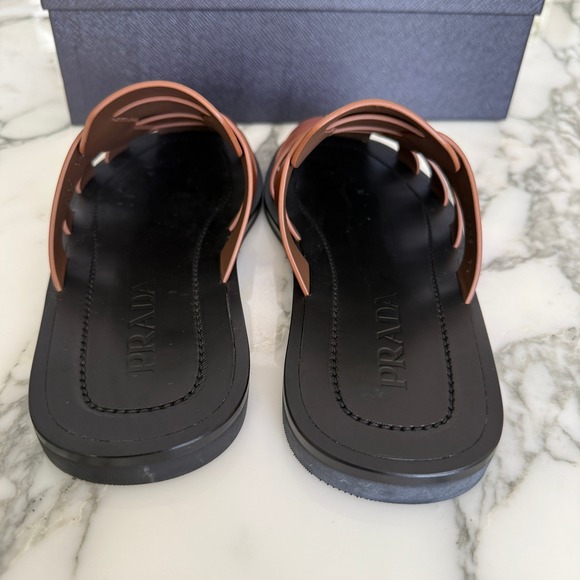 Prada 2X3145 Cognac Leather Fisherman\'s Mules Sandals Shoes, Sz. US 8.5 (UK 7.5) main image 14